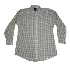 Men's Stafford Long Sleeve dress Shirt XL Button Down Fit White pink blue 17 34